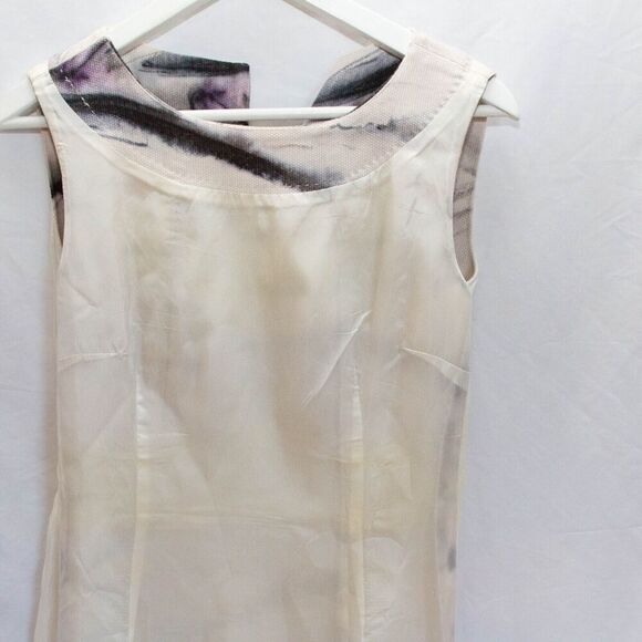 Vgt Max Mara Made in Italy Sleeveless Graphic Print Woven Fabric Midi Dress Sz M - Picture 10 of 13